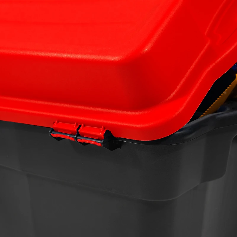 Gracious Living 132 Litre Hinge Top Tote Black with Red Lid