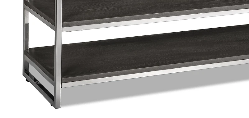 Topline Home Furnishings Grey Sofa with Drawers and Shelving