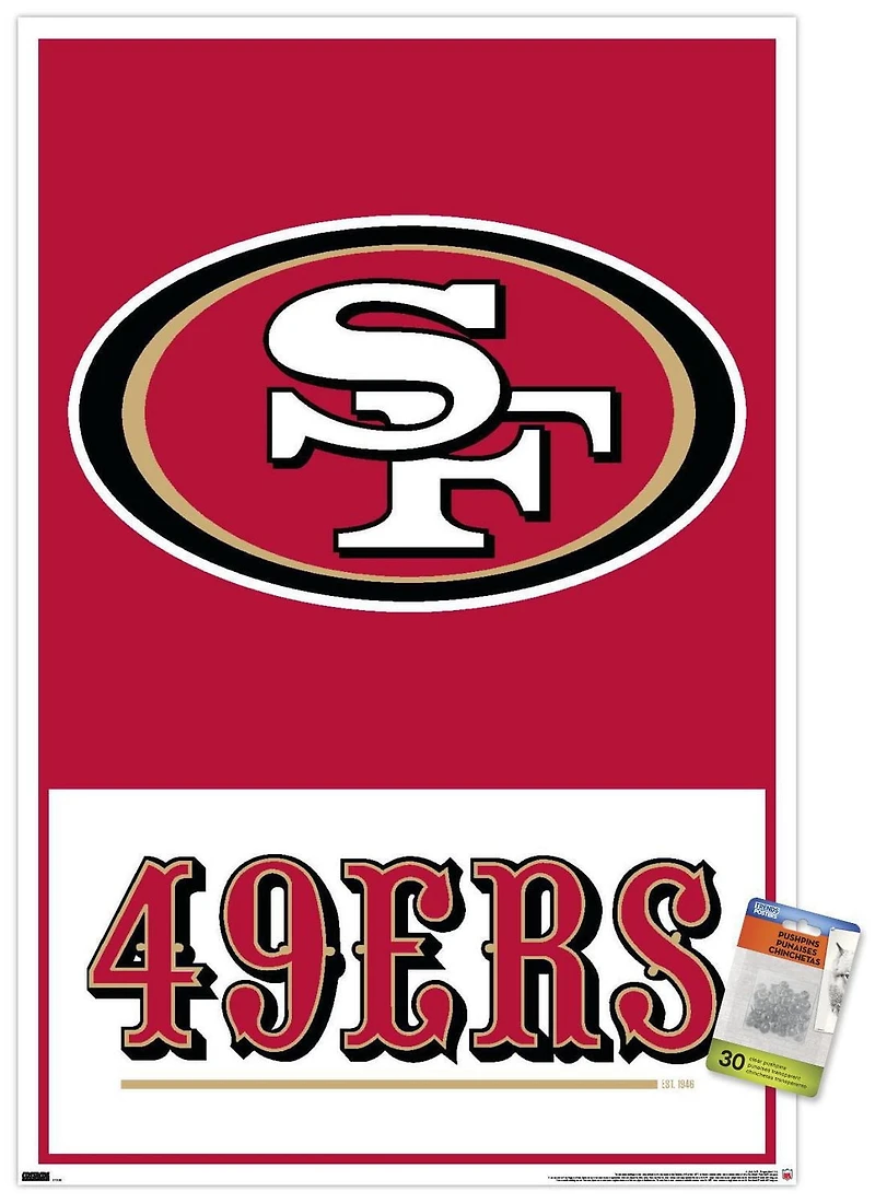 NFL San Francisco 49ers - Logo 21 Wall Poster, 22.375" x 34" Framed