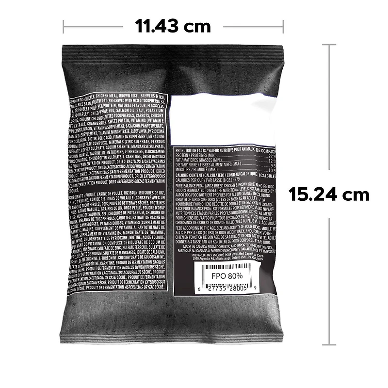 Pure Balance Pro+ Grande Race Recette Poulet et Riz Nourriture sèche pour Chien 100 g, 7 kg