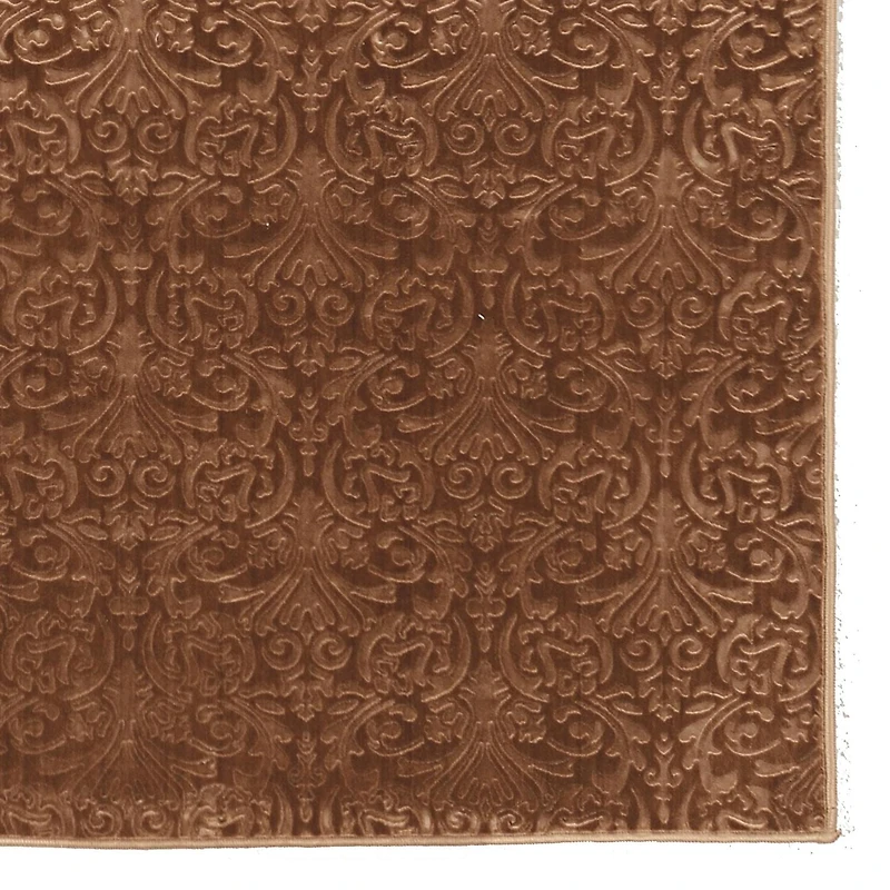 Tapis Evolution damassé 8 pi rond, marron