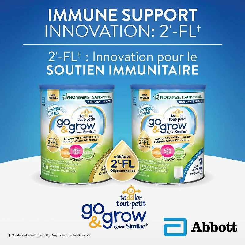 Similac Go & Grow Step 3 Toddler Drink with 2'-FL. Immune Support Innovation: 2'-FL, Powder, 12-36 Months, Vanilla Flavour, 850 grams, 1x850 g