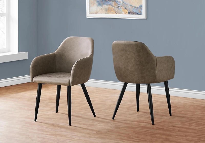 Monarch Specialties Dining Chair, Set Of 2, Side, Upholstered, Kitchen, Dining Room, Fabric, Metal, Beige, Black, Contemporary, Modern
