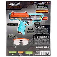 Adventure Force Tactical Strike Brute Pro Ultimate Slamfire, lance-fléchettes demi-longueur alimenté par chargeur, tire jusqu'à 145 pieds, ensemble de 17 blasters Pro avec booster de précision, 14+ Libérez la puissance du tir avec le seul blaster professionnel portable alimenté par chargeur.