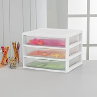 Grand unité de 3 tiroirs de Sterilite en blanc