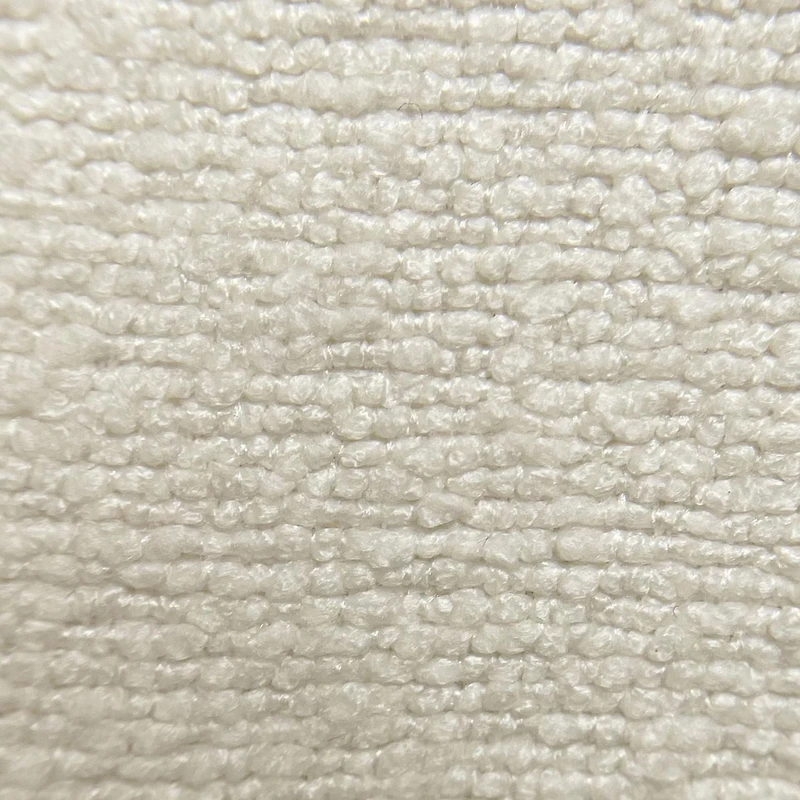 Modern  Fabric Round Storage Ottoman - White & Natural