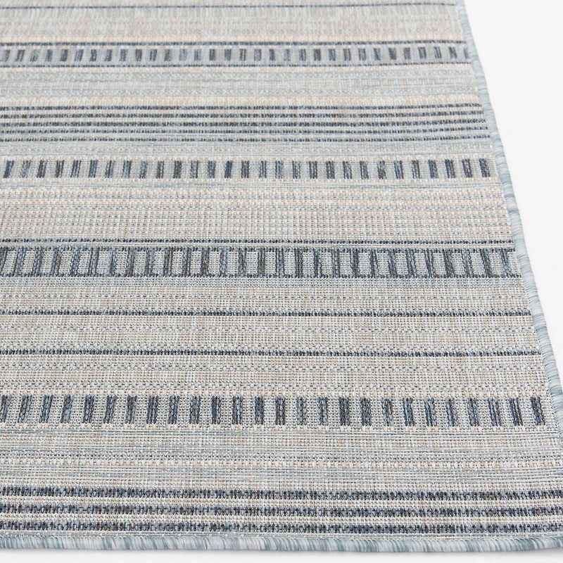 Hayweld Vanilla White and Blue Woven Area Rug