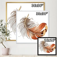 Designart Orange Ethnic Bird Feather FLOAT FRAME WALL ART