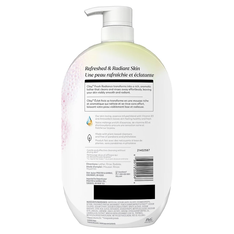 Olay Fresh Radiance Body Wash with Essence of Watermelon and Agave, Vitamin B3 and Antioxidant Blend