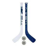 Franklin Sports NHL Ensemble de bâton de hockey miniature pour joueur des Canucks de Vancouver, 2 bâtons and 2 balles