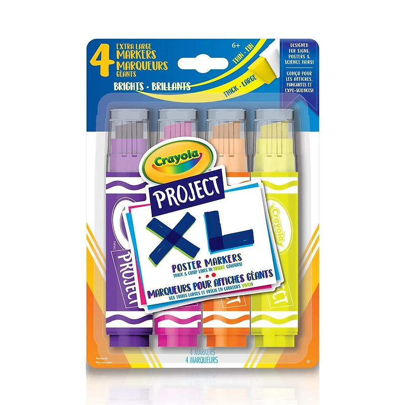 Crayola Project 4 XL Poster Markers, Bright Colours
