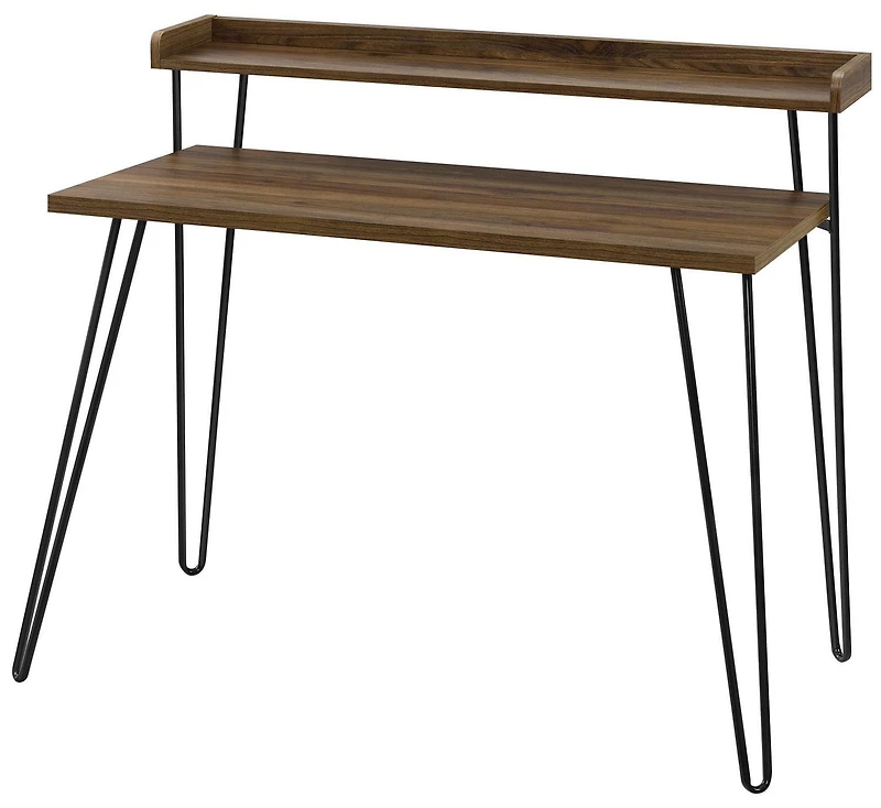Ameriwood Home Haven Retro Computer Desk with Riser, Olive Green with Gold Legs