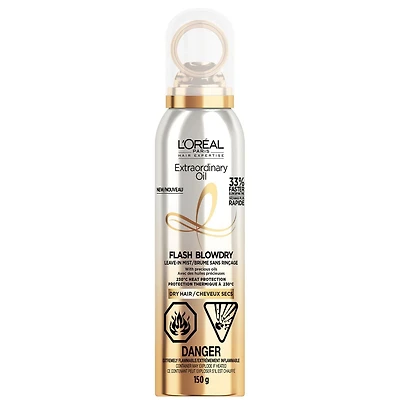 L'Oréal Paris Extraordinary Oil Flash Blowdry Brume Sans Rinçage, Pour Cheveux Secs, Protection Thermique, 150ml Brume Sans Rinçage