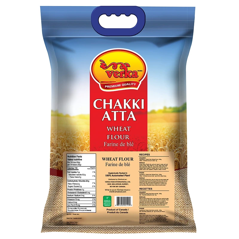 Verka Chakki Atta, 10lbs, Farine de blé 0% de maïda