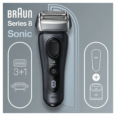 Braun Series 8 8453cc Electric Shaver for Men, 3+1 Head with Precision Trimmer, Electric Razor with Sonic Technology and 40° Adaptation Head, 5-in-1 SmartCare Center, Wet & Dry Use with 60-min Battery