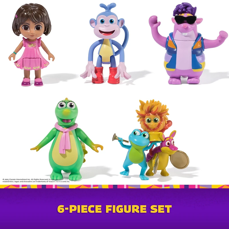 Dora, Coffret Amis fantastiques avec Dora, Babouche, Tico, Véra et le Trio Fiesta, figurines et jouets pour filles et garçons, à partir de 3 ans ENS FIGURINE DORA
