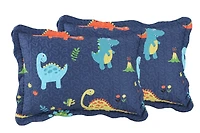 Marina Decoration Rich Printed Stitching Coverlet Bedspread Ultra Soft Summer Bedding Quilt Set with Quilted Sham, Dinosaur Zoo with Navy Blue Pattern