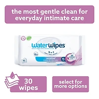 WaterWipes Sensitive+ Body & Intimate Wipes, 3-In-1 Cleans, Cares, Protects, 99.9% Water, Unscented & Hypoallergenic Hygiene Wet Wipes, Adult Care, 30 Count