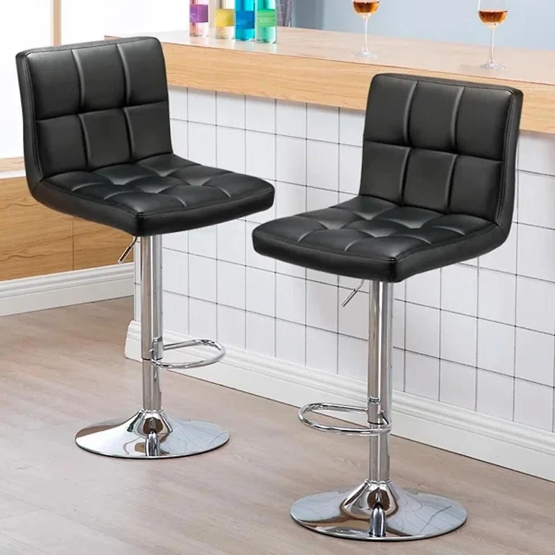 Heavenly Collection Leather Adjustable Stool for Dining Area Set of 2