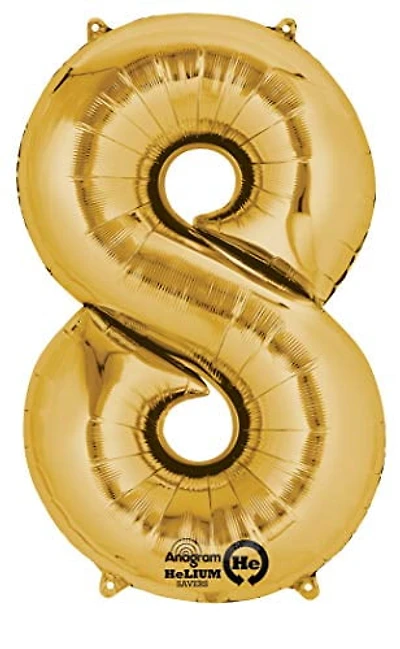 LRG SHP 8 GOLD, - Superior float time, perfect for all-day events.
- Brilliantly gold, 34-inch chiffre-themed foil balloon.
- Self-sealing valves for easy inflation and convenience.
- Ideal for birthdays, anniversaries, or New Year celebrations.
- Durable and long-lasting for guaranteed party success.Welcome to ult