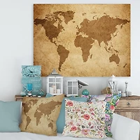 Designart Ancienne carte du monde V Art mural sur toile