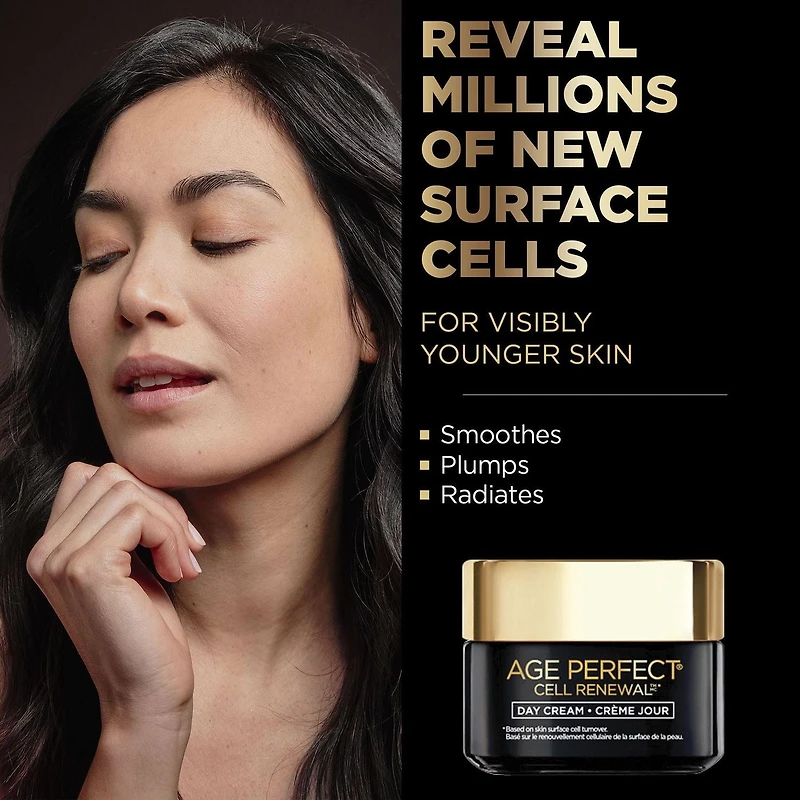 L'Oréal Paris Day Moisturizer Cream, Age Perfect Cell Renewal, Antioxidant Recovery Complex, Reduces look of Wrinkles, Firmer & More Radiant Skin, Younger Looking Skin, Skincare, 48 ml, Day moisturizer, 48 ml