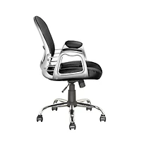 CorLiving Quinn Faux Leather and Mesh Adjustable Height Adult Office Chair with Lumbar Support, Black
