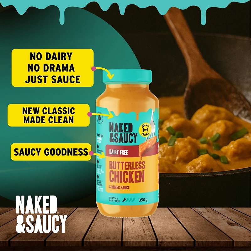 Poulet au beurre sans beurre Naked & Saucy, sans produits laitiers, sauce à ajouter à votre protéine, 350 g Sauce à ajouter à protéine