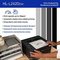 Brother Wireless HL-L2420DW Compact Monochrome Laser Printer, Duplex and Mobile Printing, Refresh Subscription Eligible