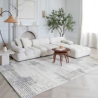 Rug Branch Nimbus Abstract Indoor Area Rug, Cream Grey, Modern - Living Room, Bedroom, Dining Room, and Kitchen