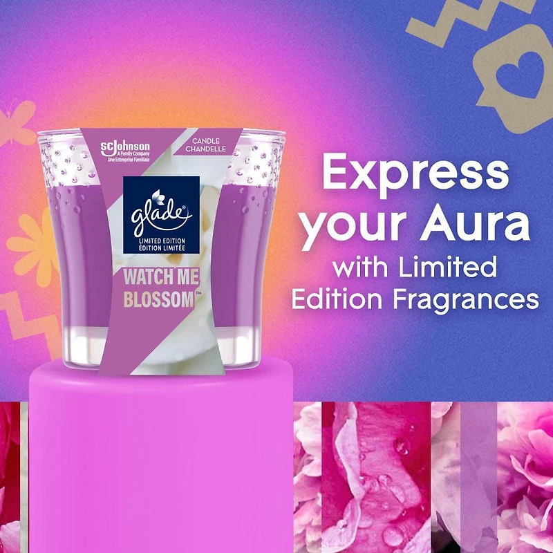 Glade® Chandelle parfumée, Watch Me Blossom™ Chandelle à une mèche