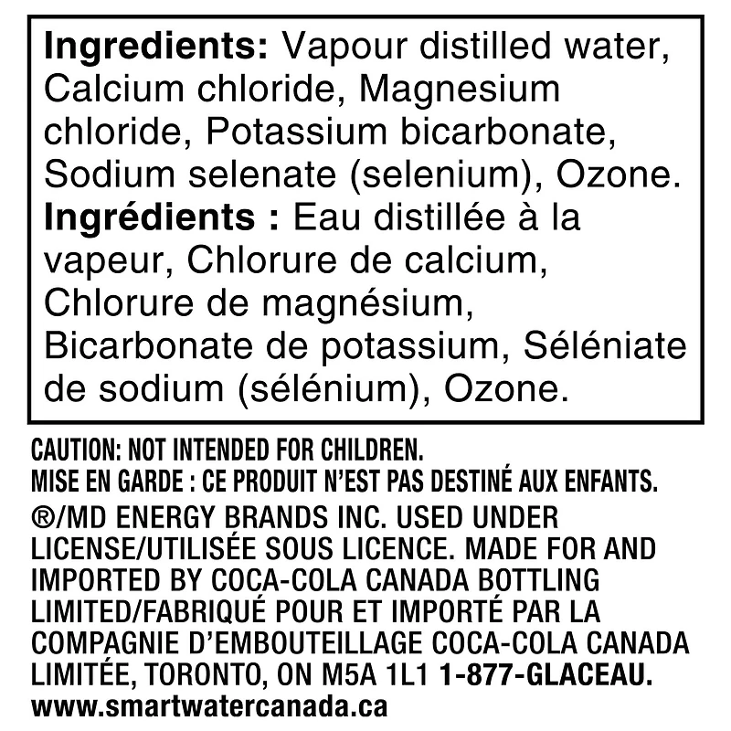 Glaceau Smartwater Bouteille Alcaline avec Antioxidant, 1 Liter, 6 Pack 1LT 6PK