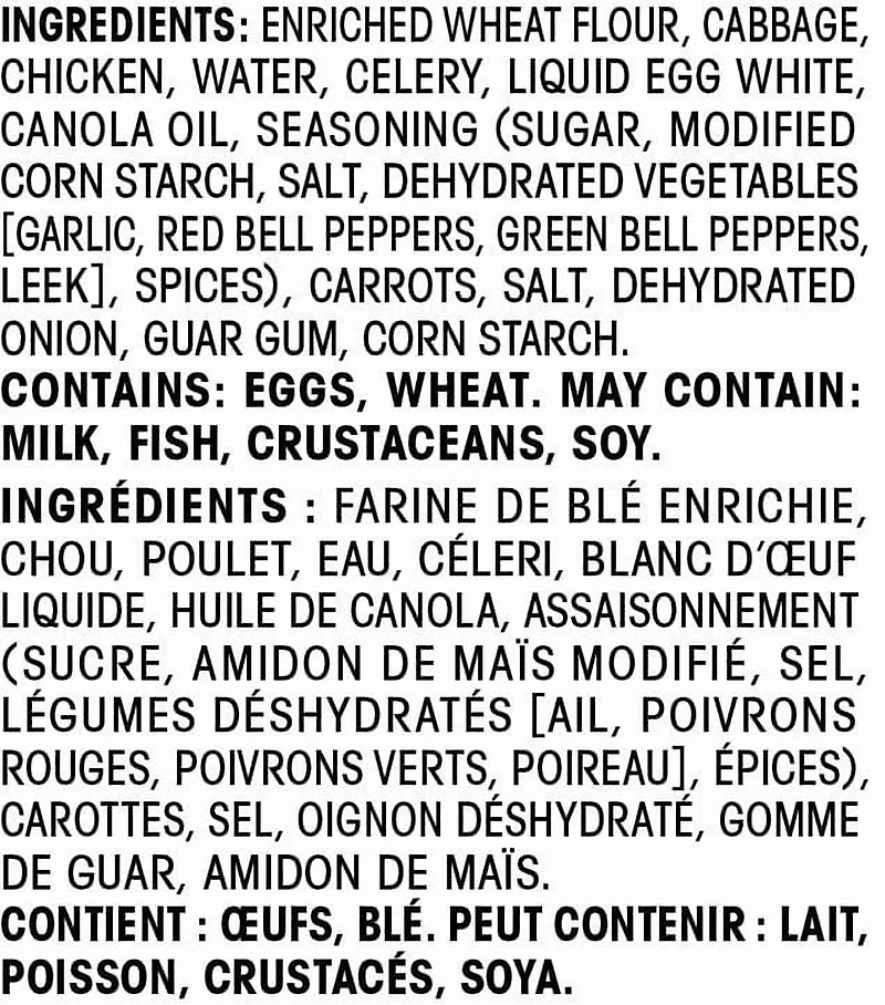 Rouleaux impériaux Great Value au poulet 18 morceaux, 1,17 kg