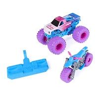 Monster Jam Sparkle Smash Monster Truck and Dirt Bike Vehicle 2-Pack, 1:64 Scale
