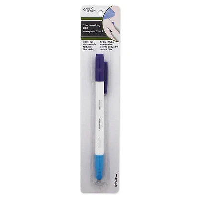 UNIQUE SEWING 2‑in‑1 Dual‑Tip Marking Pen — Wash‑Out (Blue) & Air‑Erasable (Purple), Fine