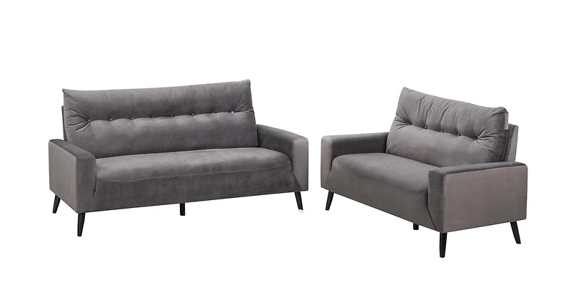 Topline Home Furnishings Ensemble mobilier 2 pièces : sofa et causeuse en velours