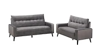 Topline Home Furnishings Ensemble mobilier 2 pièces : sofa et causeuse en velours