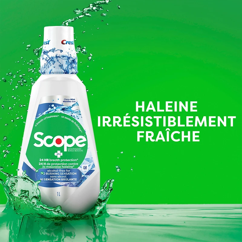 Rince-bouche Crest Scope protection contre la mauvaise haleine, sans alcool 1 L