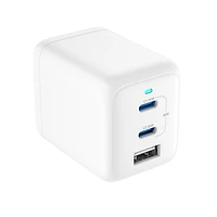 Chargeur mural multi-ports onn 62 W, ​​charge rapide, USB-C/USB-A, certifié USB-IF, prise pliable, blanc