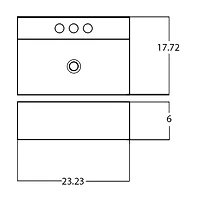 American Imaginations 23.23-in. W Above Counter White Bathroom Vessel Sink For 3H8-in. Center Drilling AI-28362