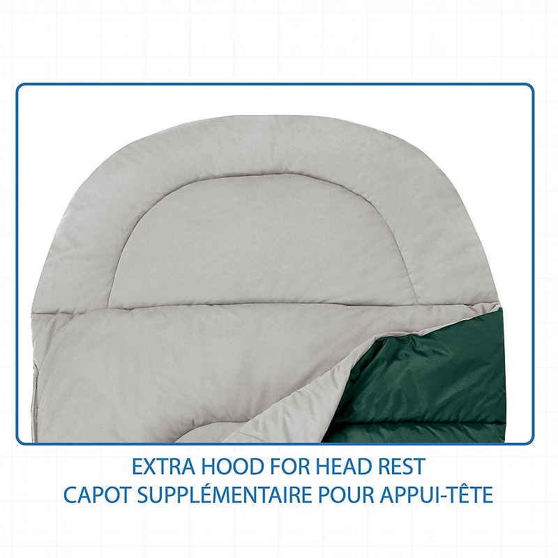 Ozark Trail 0C Sleeping Bag, 92"(L) x34" (W),Temp Rating +32℉/+0℃, Polyester Fabric, Outer Green, Sleeping Bag