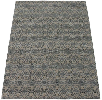 ECARPETGALLERY 4'9" x 6'10" Contemporary Collage Handmade Area Rug for Living Room, Dining Room and Bedroom in Blue