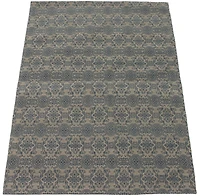 ECARPETGALLERY 4'9" x 6'10" Contemporary Collage Handmade Area Rug for Living Room, Dining Room and Bedroom in Blue