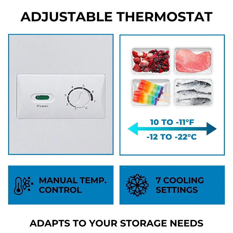 Kenmore 8.7 Cu. Ft Chest Freezer, 246L, Manual Defrost, Balanced Hinge Lid, Garage-Ready, White, Small Freezer