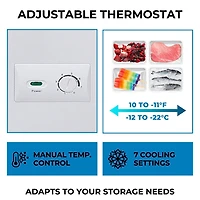 Kenmore 8.7 Cu. Ft Chest Freezer, 246L, Manual Defrost, Balanced Hinge Lid, Garage-Ready, White, Small Freezer