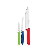 Tramontina Plenus Cutlery Ensemble de 3 couteaux en acier inoxydable 18/0 avec poignées en polypropylène multicolores