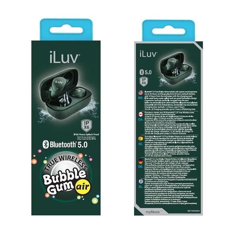 iLuv Bubble Gum Air True Wireless Bluetooth 5.0 In-Ear Earbuds with Charging Case