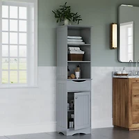 Ashland Collection Maison RiverRidge® Grande armoire à linge, 16,54 po. (larg) x 60,04 po. (haut) x 13,39 po. (prof), gris
