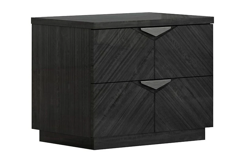 K-Living Stark Nightstand with Wireless Charger and USB Port in Angley Grey High-Gloss Finish