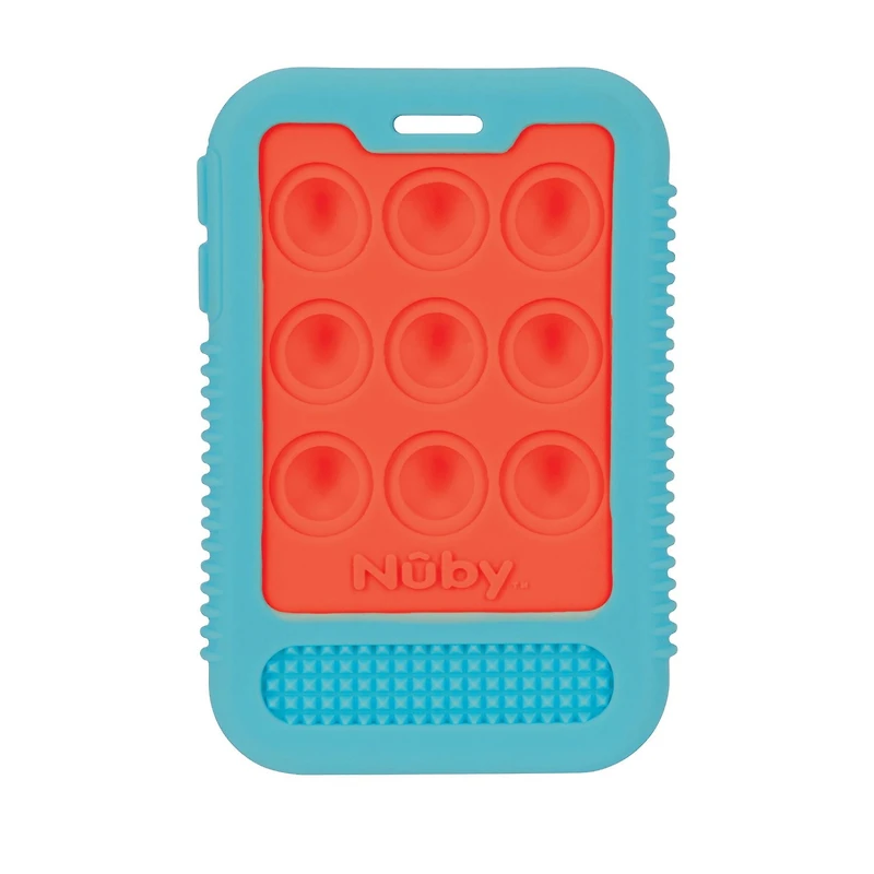 Jouet de dentition sensoriel Giggle Bytes de Nûby™, en silicone souple - Bleu et orange Pour les enfants de 3 mois+